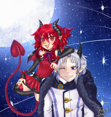 Ali (Anini OC) and Akuma (my oc)